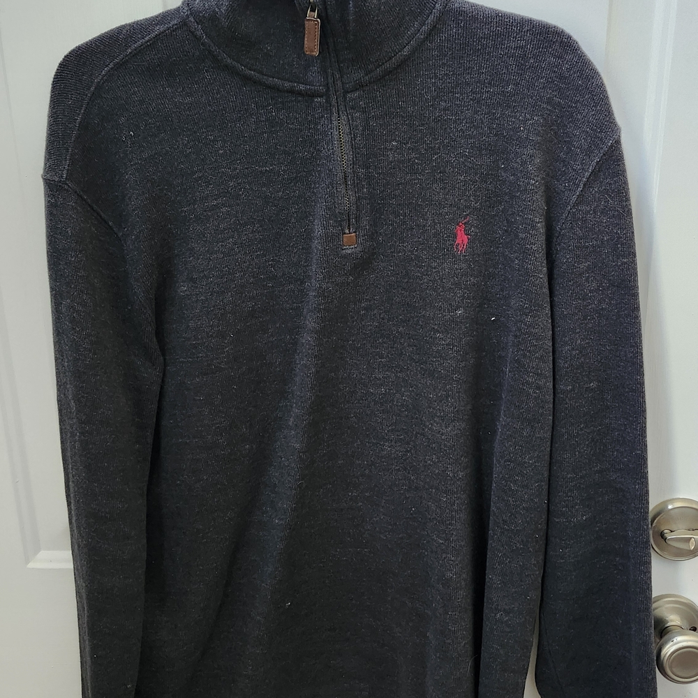 Polo by Ralph Lauren Men's Charcoal Zip-Up Sweater